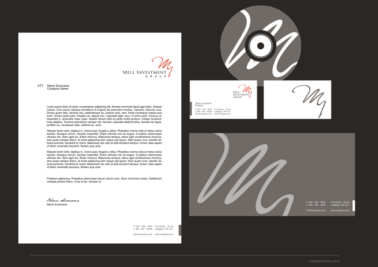 Designing the Sationary for Mell Investment Group, a Logo & Identity