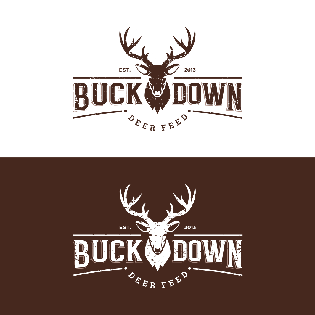 Design a custom logo for a deer feed named BUCK DOWN, a Logo & Identity